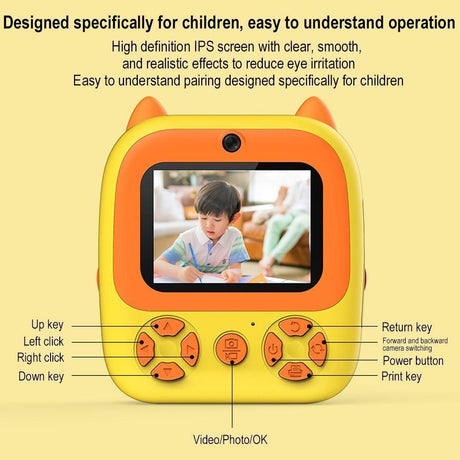 Instant Print Camera With Dual Lens - 2.8 Screen For Kids Blue