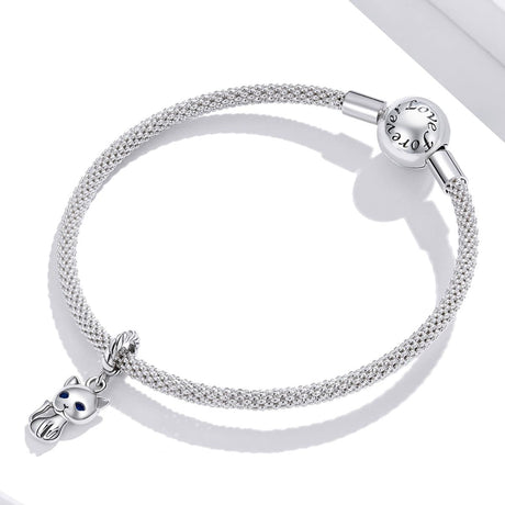 925 Sterling Silver Adorable Cat Pendant For Diy Bracelets & Necklaces