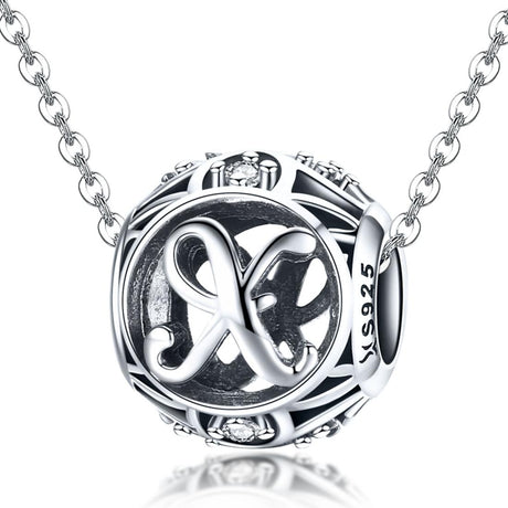 925 Sterling Silver 26 English Letter Beads For Diy Bracelets & Necklaces Style - X