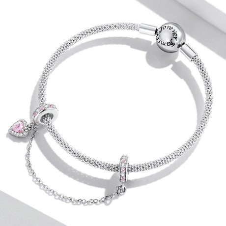 925 Sterling Silver Heart Zircon Safety Chain For Diy Bracelets & Necklaces