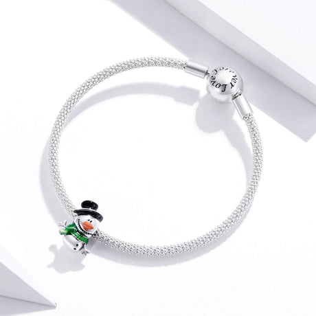 925 Sterling Silver Snowman Beads For Diy Bracelets & Necklaces