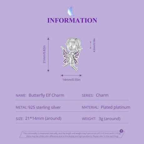 925 Sterling Silver Butterfly Pendant For Diy Bracelets Scc2544