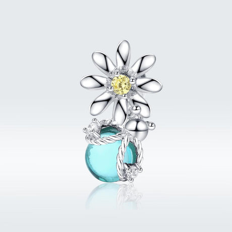 925 Sterling Silver Daisy & Firefly Crystal Bead Bracelet