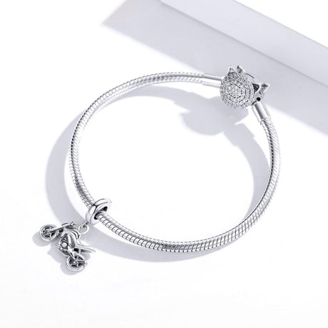 925 Sterling Silver Motorcycle Pendant For Bracelet Or Necklace