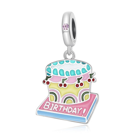 925 Sterling Silver Cherry Cake Pendant For Bracelet Or Necklace