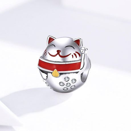 925 Sterling Silver Fortune Cat Beads For Diy Bracelets & Necklaces
