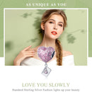 925 Sterling Silver Romantic Love Letter Heart Bracelet With Zirconium Diamond Beads
