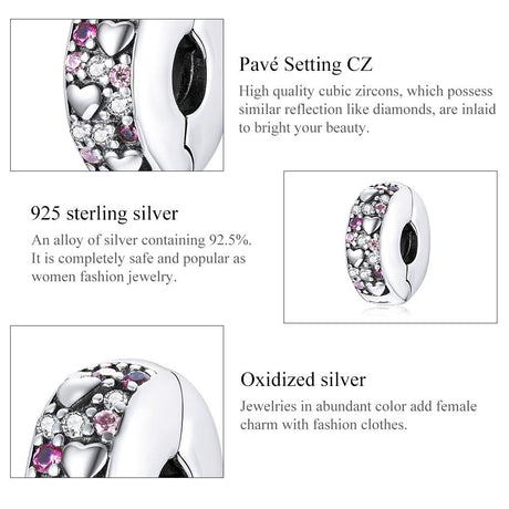 925 Sterling Silver Sparkling Love Beads For Diy Bracelets & Necklaces