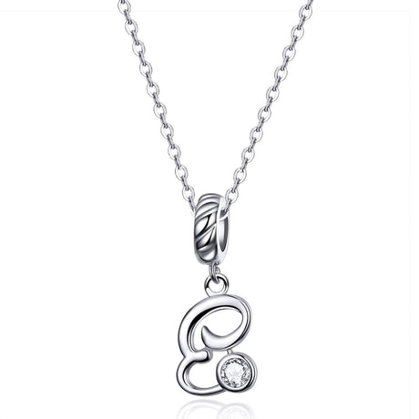 925 Sterling Silver Personalized Letter Pendant For Diy Bracelets And Necklaces Style - E