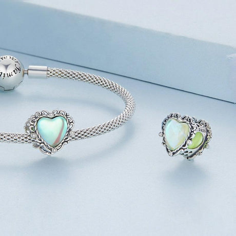 925 Sterling Silver Fresh Natural Heart Pendant For Diy Bracelet Style - Heart-Shaped