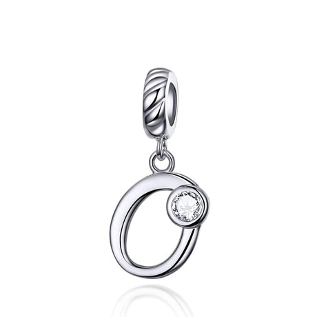 925 Sterling Silver Personalized Letter Pendant For Diy Bracelets & Necklaces Style - O