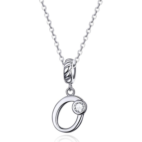 925 Sterling Silver Personalized Letter Pendant For Diy Bracelets & Necklaces Style - O