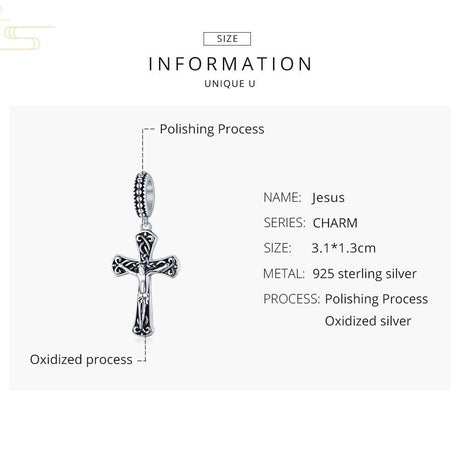 925 Sterling Silver Cross Pendant For Diy Bracelets