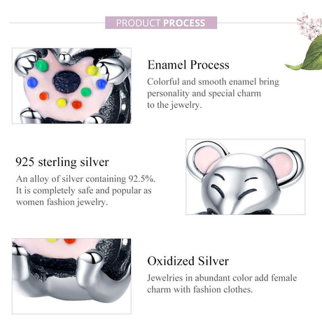 925 Sterling Silver Beaded Mouse Bracelet Accessories
