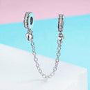 925 Sterling Silver Stackable Heart Pendant Safety Chain In