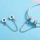 925 Sterling Silver Stackable Heart Pendant Safety Chain In
