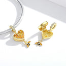 925 Sterling Silver Heart Honeycomb Bee Pendant For Bracelet Or Necklace