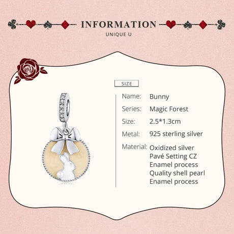 925 Sterling Silver Bunny Pendant For Bracelet Or Necklace