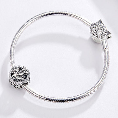 925 Sterling Silver Rose Beaded Bracelet Charm