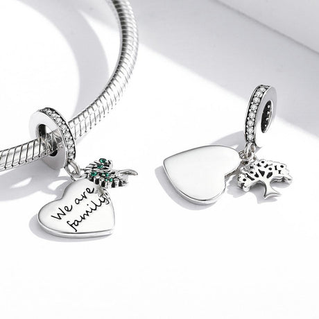 925 Sterling Silver Heart Tree Pendant For Bracelet Or Necklace