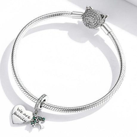 925 Sterling Silver Heart Tree Pendant For Bracelet Or Necklace