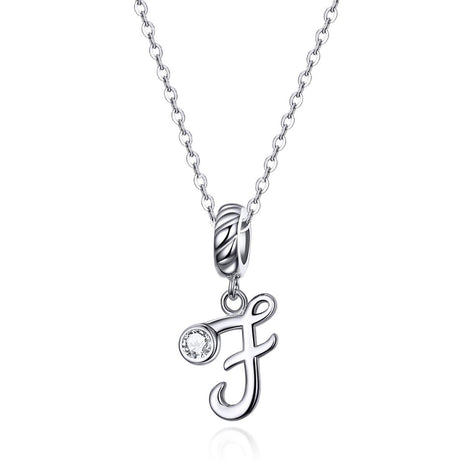 925 Sterling Silver Personalized Letter Pendant For Diy Bracelets And Necklaces Style - F