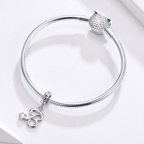 925 Sterling Silver Personalized Letter Pendant For Diy Bracelets And Necklaces Style - F
