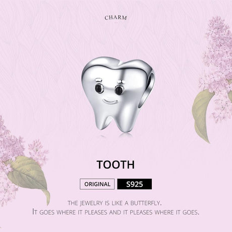925 Sterling Silver Handmade Tooth Charm For Diy Beaded Accessories