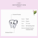 925 Sterling Silver Handmade Tooth Charm For Diy Beaded Accessories