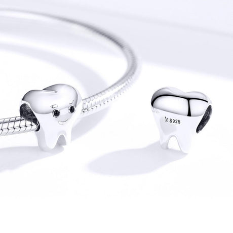925 Sterling Silver Handmade Tooth Charm For Diy Beaded Accessories