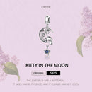 925 Sterling Silver Moon Cat Pendant For Bracelet Or Necklace