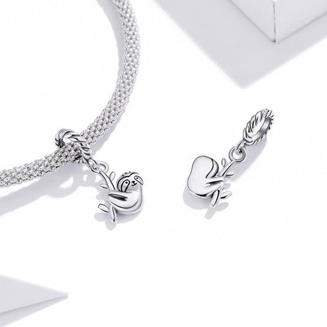 925 Sterling Silver Sloth Pendant For Diy Bracelets & Necklaces