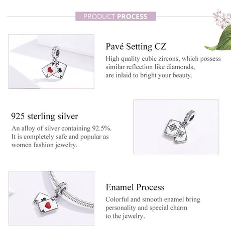 925 Sterling Silver Red Heart Pendant For Diy Bracelet Or Necklace