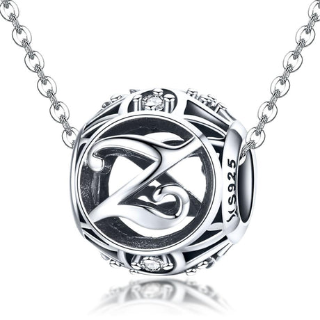 925 Sterling Silver 26 English Letter Beads For Diy Bracelets & Necklaces Style - Z