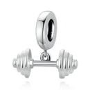 925 Sterling Silver Weightlifting Barbell Pendant For Bracelets / Necklaces