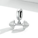 925 Sterling Silver Weightlifting Barbell Pendant For Bracelets / Necklaces