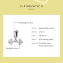 925 Sterling Silver Weightlifting Barbell Pendant For Bracelets / Necklaces