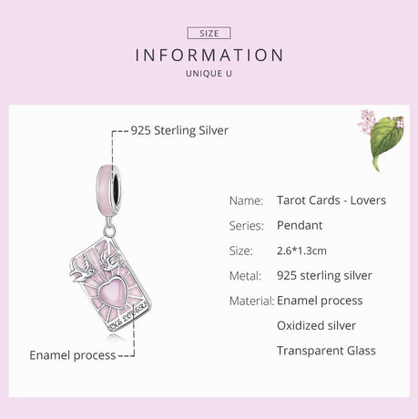 925 Sterling Silver Tarot Lover Pendant For Diy Bracelet Or Necklace