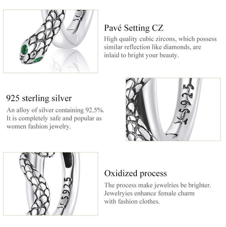 925 Sterling Silver Snake Ear Buckle Earrings For Women