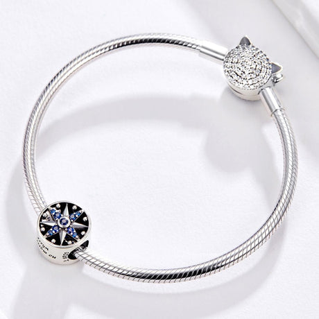 925 Sterling Silver Blue Zircon Sailing Charm For Diy Bracelets