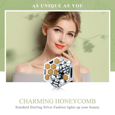 925 Sterling Silver Personalized Bee Hive Bracelet Charm
