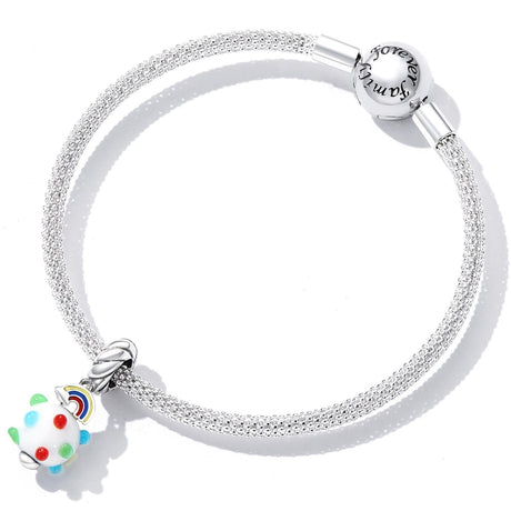 925 Sterling Silver Rainbow Glaze Pendant For Diy Bracelets & Necklaces