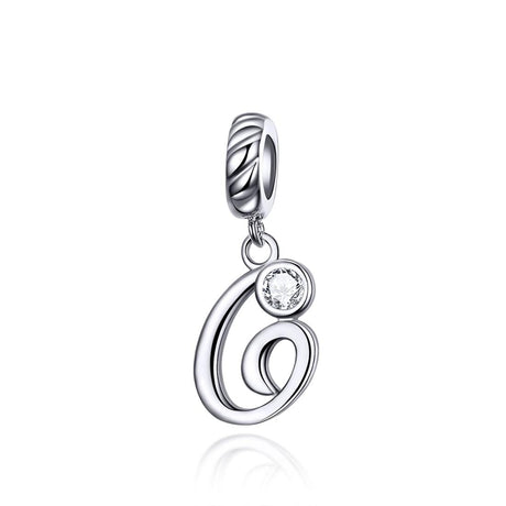 925 Sterling Silver Personalized Letter Pendant For Diy Bracelets & Necklaces Style - G