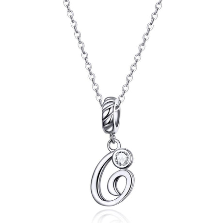 925 Sterling Silver Personalized Letter Pendant For Diy Bracelets & Necklaces Style - G