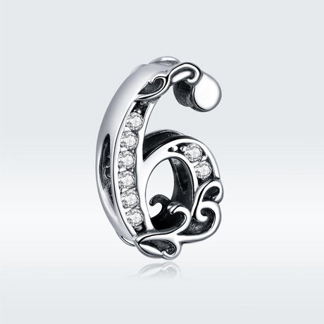 925 Sterling Silver Relief Number Series 0 9 Beads For Diy Bracelets And Necklaces Style - 6