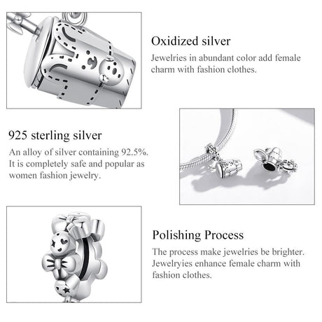 925 Sterling Silver Glass Pendant For Diy Bracelets & Necklaces