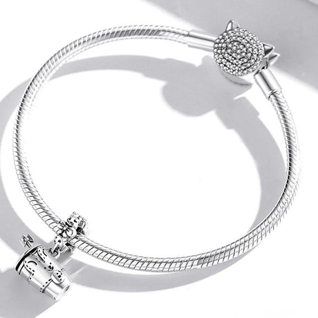 925 Sterling Silver Glass Pendant For Diy Bracelets & Necklaces