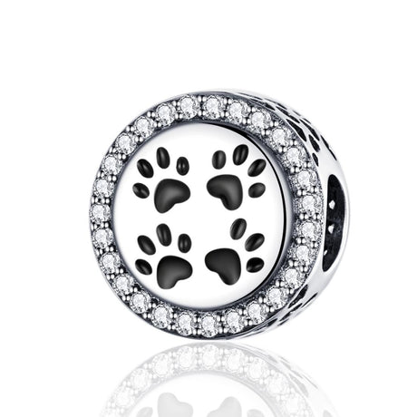 925 Sterling Silver Pet Paw Print Beads For Diy Bracelets & Necklaces