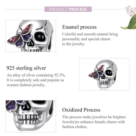 925 Sterling Silver Retro Skull Beads For Diy Bracelets & Necklaces