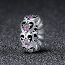 925 Sterling Silver Cat Heart Diamond Bead Bracelet / Necklace Accessory